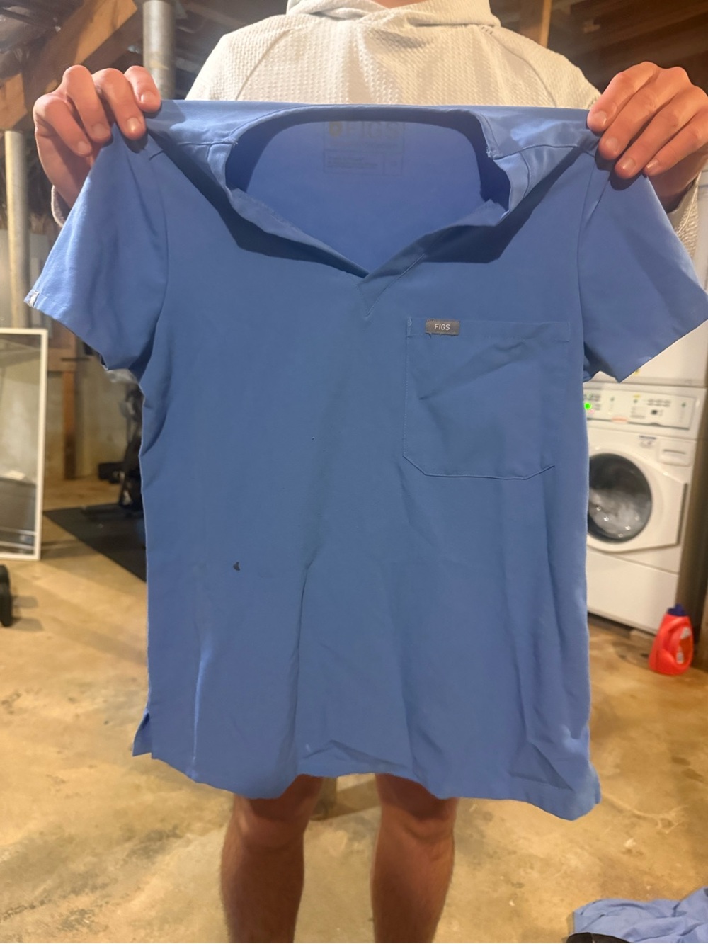 Figs Women's Blue V-Neck Scrub Top with Pocket